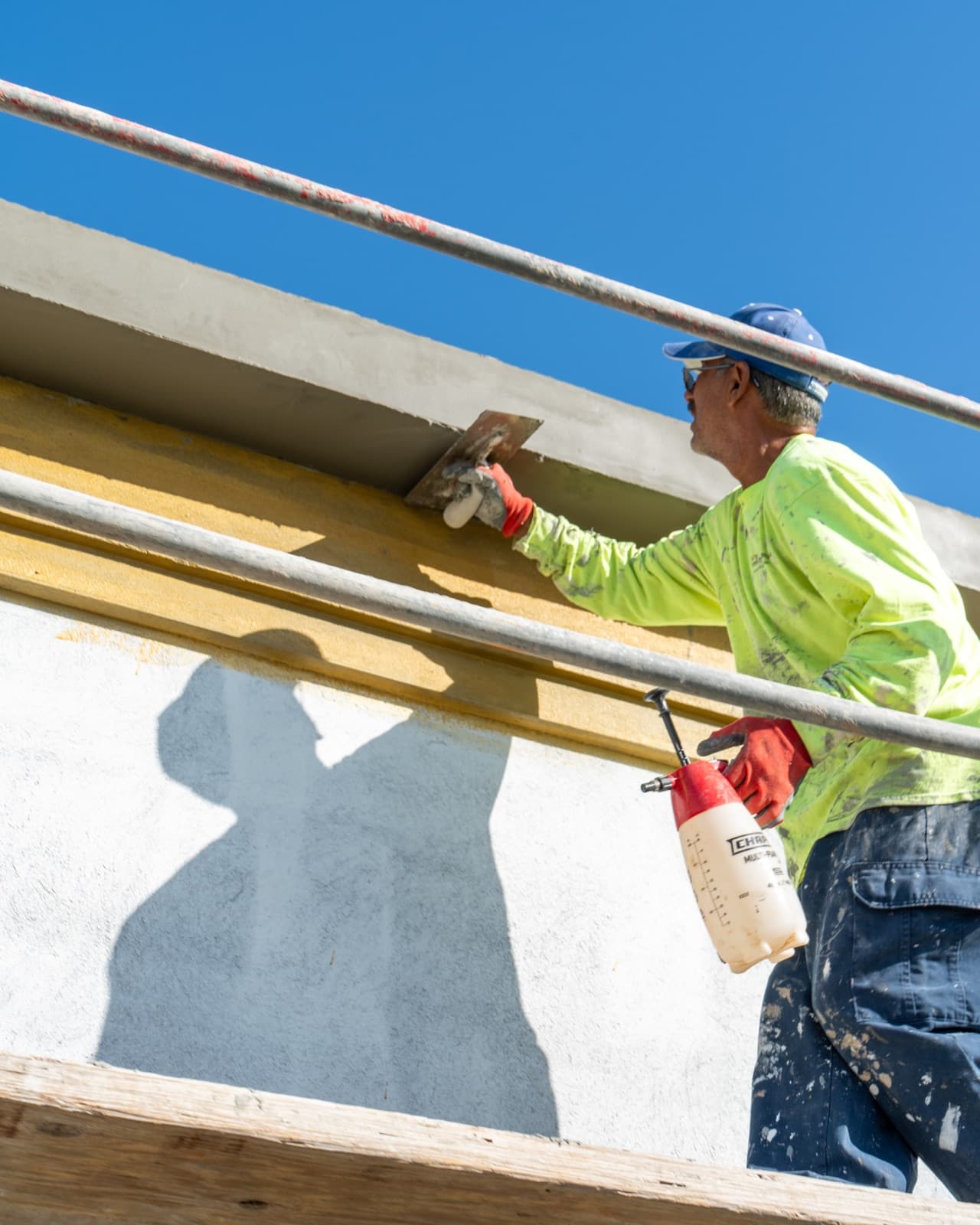 Julio Cruz Sr., founder of Intrepid Plastering, on a job site in Bakersfield