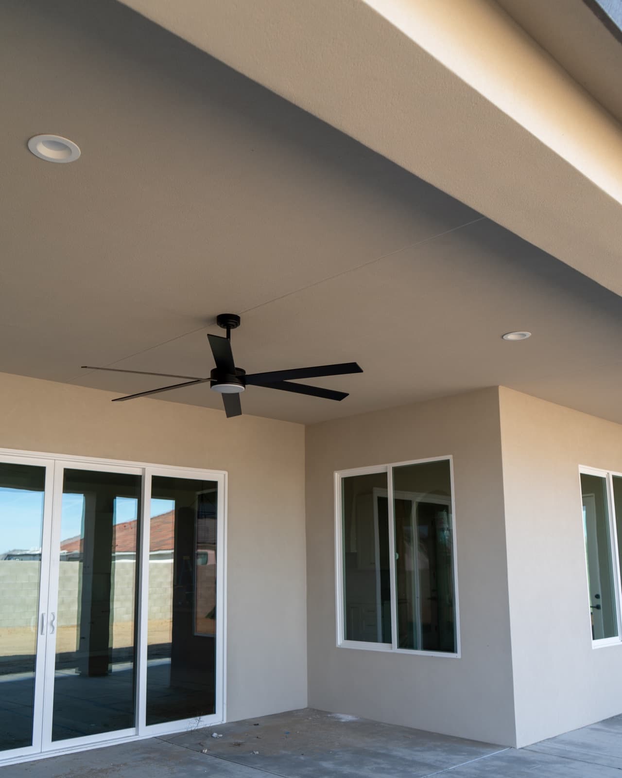 Finished covered patio by Intrepid Plastering, Bakersfield
